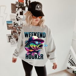 colorful weekend hooker png, fishing, funny fishing png, fishing sublimation png for shirt, sarcastic, summer bass fish