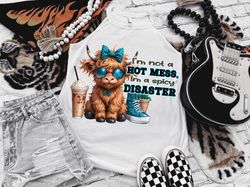 cute highland cow sticking out tongue png, im not a mess, leopard bow cow,, png, highland cow t-shirt design, funny png,