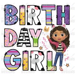 happy birthday gabby doll clipart elements, letters set, gaby sublimation party, png