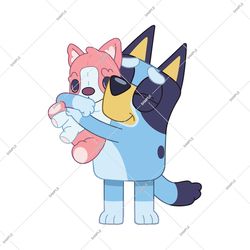 bluey hugging the bear, bluey cartoon png, bluey toy png, bluey kids hug png, bluey dog png, bluey family vacation png,