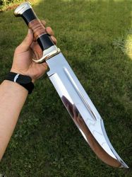 custom handmade d2 18" hunting crocodile dundee high polish survival bowie knife