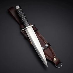 custom handmade d2 steel hunting bowie dagger knife with leather sheath