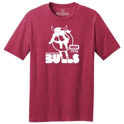 throwbackmax birmingham bulls wha 1976 hockey classic cut, premium tri-blend tee shirt - red heather