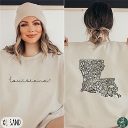 Louisiana Sweatshirt | Floral Louisiana Crewneck Pullover | Womens Louisiana Home State Sweater | Cute Louisiana Sweatsh