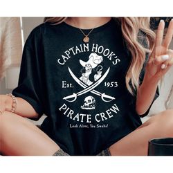 vintage captain hook pirate crew est 1953 shirt | peter pan tinker bell t-shirt | funny disney villains tee disney outfi