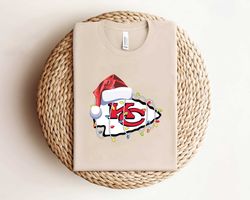 chiefs with santa hat and christmas lightshirt