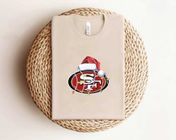 49ers with santa hat and christmas lightshirt