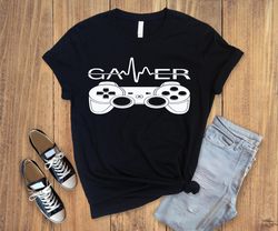 gaming t-shirt, heartbeat gamer tshirt, gifted gamer shirt, game lover gift, gamer gifts for gamers, funny gifts-for-gam