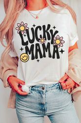 retro lucky mama graphic tee, graphic shirt, mother's day shirt, mother's day sweatshirt, mother's day gift, gift for mo