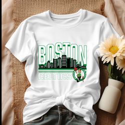 skyline boston basketball celtics logo nba shirt