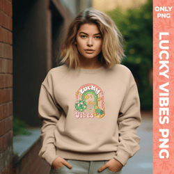 retro st patrick's day png lucky vibes png retro st patricks lucky sublimation shamrock png png sublimation designs