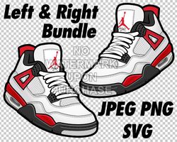 air jordan 4 red cement in jpeg png svg digital sneaker art