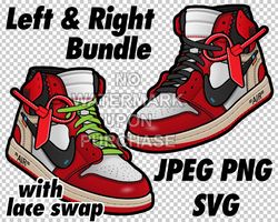 air jordan 1 off white chicago with lace swap in jpeg png svg digital sneaker art