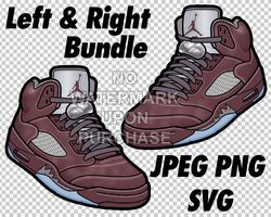 air jordan 5 burgundy in jpeg png svg digital sneaker art