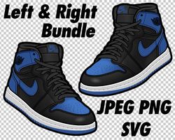 air jordan 1 black royal in jpeg png svg digital sneaker art