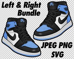 air jordan 1 unc toe in jpeg png svg digital sneaker art