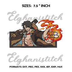 ace embroidery design file, one piece anime, machine embroidery pattern.