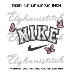 nike butterfly embroidery design file pes. anime embroidery design. machine embroidery pattern, nike logo embroidery