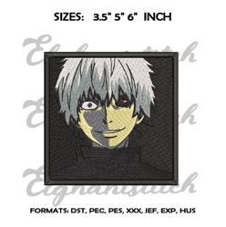 kenkaneki embroidery design file. tokyo ghoul anime embroidery design. machine embroidery / anime pes design brother