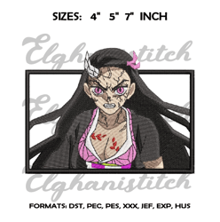 nezuko embroidery design file. kimetsu no yaiba anime embroidery design. demon slayer embroidery,