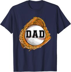 baseball catch glove baseball dad baseball daddy fathers day t-shirt