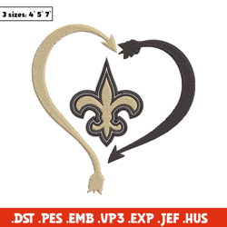 New Orleans Saints Heart embroidery design, Saints embroidery, NFL embroidery, sport embroidery, embroidery design