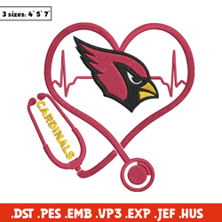 stethoscope arizona cardinals embroidery design, arizona cardinals embroidery, nfl embroidery, logo sport embroidery.