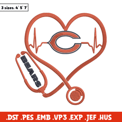 stethoscope chicago bears embroidery design, bears embroidery, nfl embroidery, sport embroidery, embroidery design.