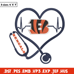 stethoscope cincinnati bengals embroidery design, cincinnati bengals embroidery, nfl embroidery, logo sport embroidery.