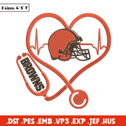 stethoscope cleveland browns embroidery design, browns embroidery, nfl embroidery, sport embroidery, embroidery design.