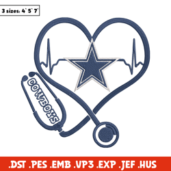 stethoscope dallas cowboys embroidery design, dallas cowboys embroidery, nfl embroidery, logo sport embroidery.