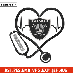 stethoscope las vegas raiders embroidery design, las vegas raiders embroidery, nfl embroidery, logo sport embroidery.