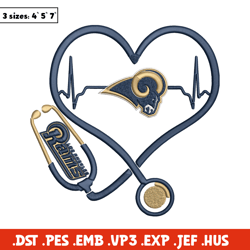 stethoscope los angeles rams embroidery design, rams embroidery, nfl embroidery, sport embroidery, embroidery design.