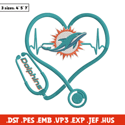 stethoscope miami dolphins embroidery design, miami dolphins embroidery, nfl embroidery, logo sport embroidery.