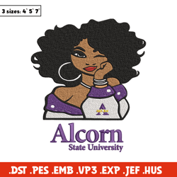 alcorn state girl embroidery design, ncaa embroidery, embroidery design, logo sport embroidery, sport embroidery