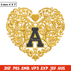 appalachian state heart embroidery design, sport embroidery, logo sport embroidery, embroidery design,ncaa embroidery