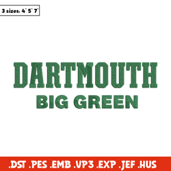 dartmouth big green logo embroidery design, ncaa embroidery, embroidery design, logo sport embroidery, sport embroidery