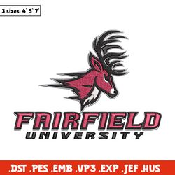 fairfield university logo embroidery design, ncaa embroidery, sport embroidery, logo sport embroidery,embroidery design