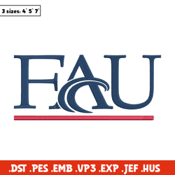 florida atlantic logo embroidery design, ncaa embroidery, sport embroidery, logo sport embroidery, embroidery design.