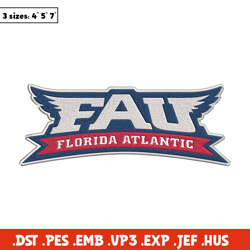 florida atlantic logo embroidery design, ncaa embroidery, sport embroidery, logo sport embroidery,embroidery design.