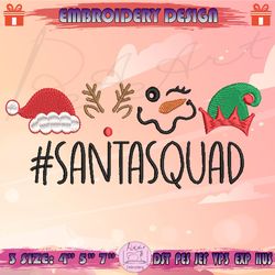 santa squad embroidery design, santa embroidery, elf hat embroidery, christmas embroidery, machine embroidery designs