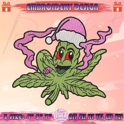 christmas weed embroidery design, christmas cannabis embroidery, weed christmas embroidery design, machine embroidery designs