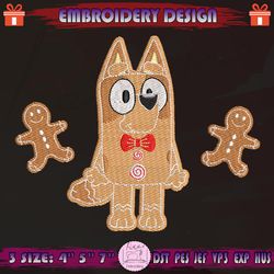 gingerbread bluey embroidery design, bluey gingerbread embroidery, bluey christmas embroidery design, machine embroidery designs