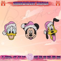 pink mickey mouse head embroidery design, mickey and friends embroidery, pink christmas embroidery, machine embroidery designs