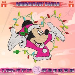 christmas mickey lights embroidery design, mickey mouse embroidery, mickey christmas embroidery, machine embroidery designs