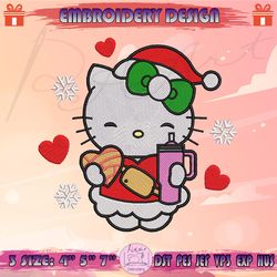 christmas kitty embroidery design, xmas cute cat embroidery, kitty christmas embroidery design, machine embroidery designs