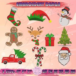 10 christmas embroidery bundle, christmas bundle embroidery design, bundle christmas embroidery design, machine embroidery designs