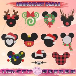 11 mickey mouse head embroidery bundle, christmas mickey embroidery, bundle christmas embroidery, machine embroidery designs