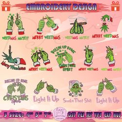 18 merry weedmas embroidery bundle, christmas grinch embroidery designs, weed christmas embroidery bundle, machine embroidery designs