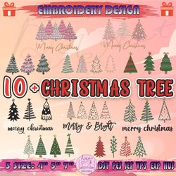 10+ christmas tree embroidery bundle, retro christmas embroidery design, bundle christmas embroidery design, machine embroidery designs